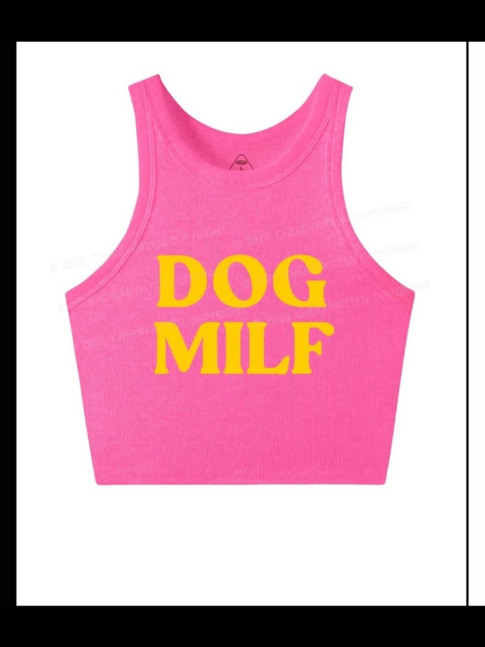 Pink crop top “dog milf”